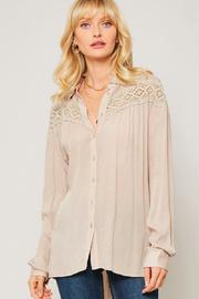  Taupe Beige Crochet Lace Blouse