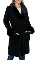  Shannon Fur Collar & Cuff Belted Cardi
