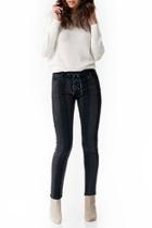  Sienna Lace-up Midrise Striped Jean
