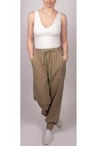  Slouchy Linen-joggers Olive