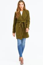  Draped Collar Belted Coat