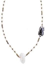  Quartz-hematite Beetle Necklace