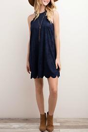  Navy Scalloped Dress