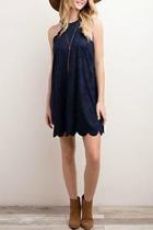  Navy Scalloped Dress