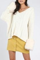 Oversized Fur Cuff Sweater