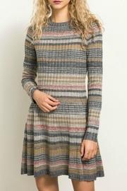  Striped Knit Sweater Dress