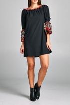 Tassel Bell-sleeve Tunic-dress