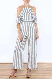  Grey Stripe Print Jumpsuit