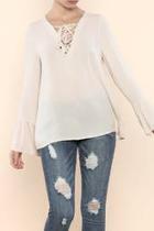  Lace-up Bell Sleeve Top