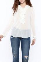  White Lace Up Blouse