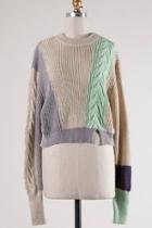  Colorblock Cableknit Sweater