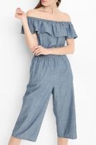  Off-the-shoulder Chambray Jumpsuit