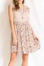  Smocked-waist Floral Dress
