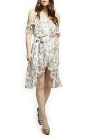  Carnation Print Assymetric Wrap Dress