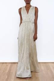  Pleated Metallic Maxi Dress
