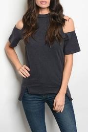  Navy Cold-shoulder Top