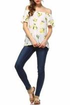  Lemon Off Shoulder Top