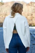  White Open-back Sweater