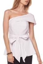  Pinstripe One Shoulder Top