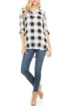  Navy Gingham Top