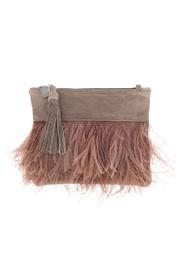  Vash Lulu Pecan Feather Clutch