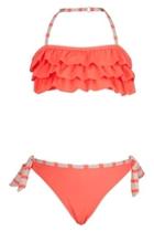  Coral Ruffle Bikini-set