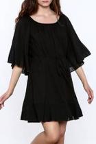  Black Fan Pleated Dress