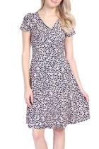  Abstract V Neck Dress