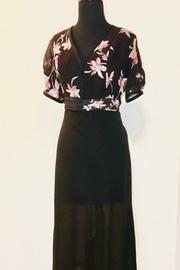  Black Floral Chiffon Dress