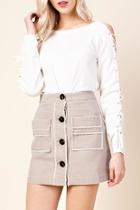  Frayed Button Skirt