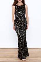  Black Embellished Sleeveless Gown