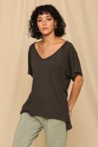  Oversized Slub V-neck Pocket Tee