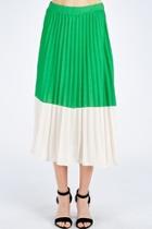  Green Pleated Skirt
