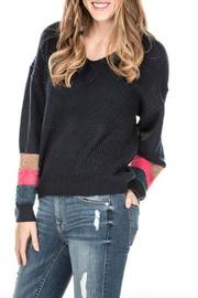 Color Fur Sleeve Navy Sweater