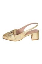  Leather Gold Sling-back-heels