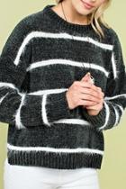  Green Striped Sweater