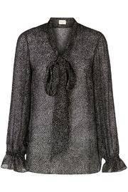  Devore Tie Neck Blouse