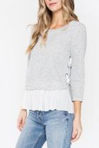 Lace-up Peplum Sweater