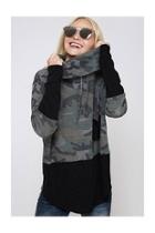  Camouflage Cowl/neck Top