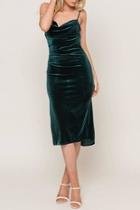  Forest-green Velvet Midi-dress
