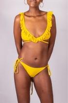  Yellow Ruffle-tie Bikini