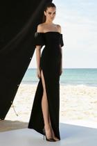  Crepe Off-shoulder Gown