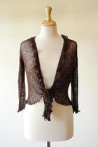  Brown Ruffle Cardigan