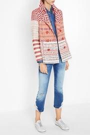 Red Jacquard Peacoat