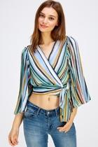  Striped Wrapped Blouse