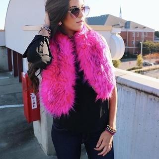  Fuchsia Fur Scarf