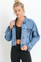  Raw & Ribbed Crop Denim Jacket