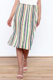  Accordion Pleat Stripe Skirt