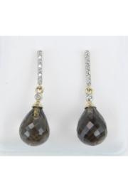  Sale Briolette Smokey Topaz And Diamond Dangle Earrings 14k Yellow Gold Wedding Gift