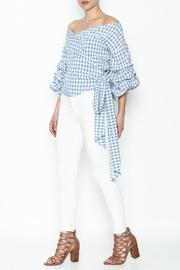  Gingham Wrap Blouse